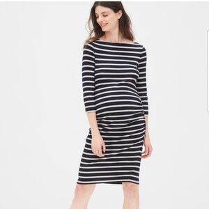 GAP Navy and White Striped Midi Dress